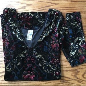 Free People Boho Velvet Floral Bodycon Tunic Top
